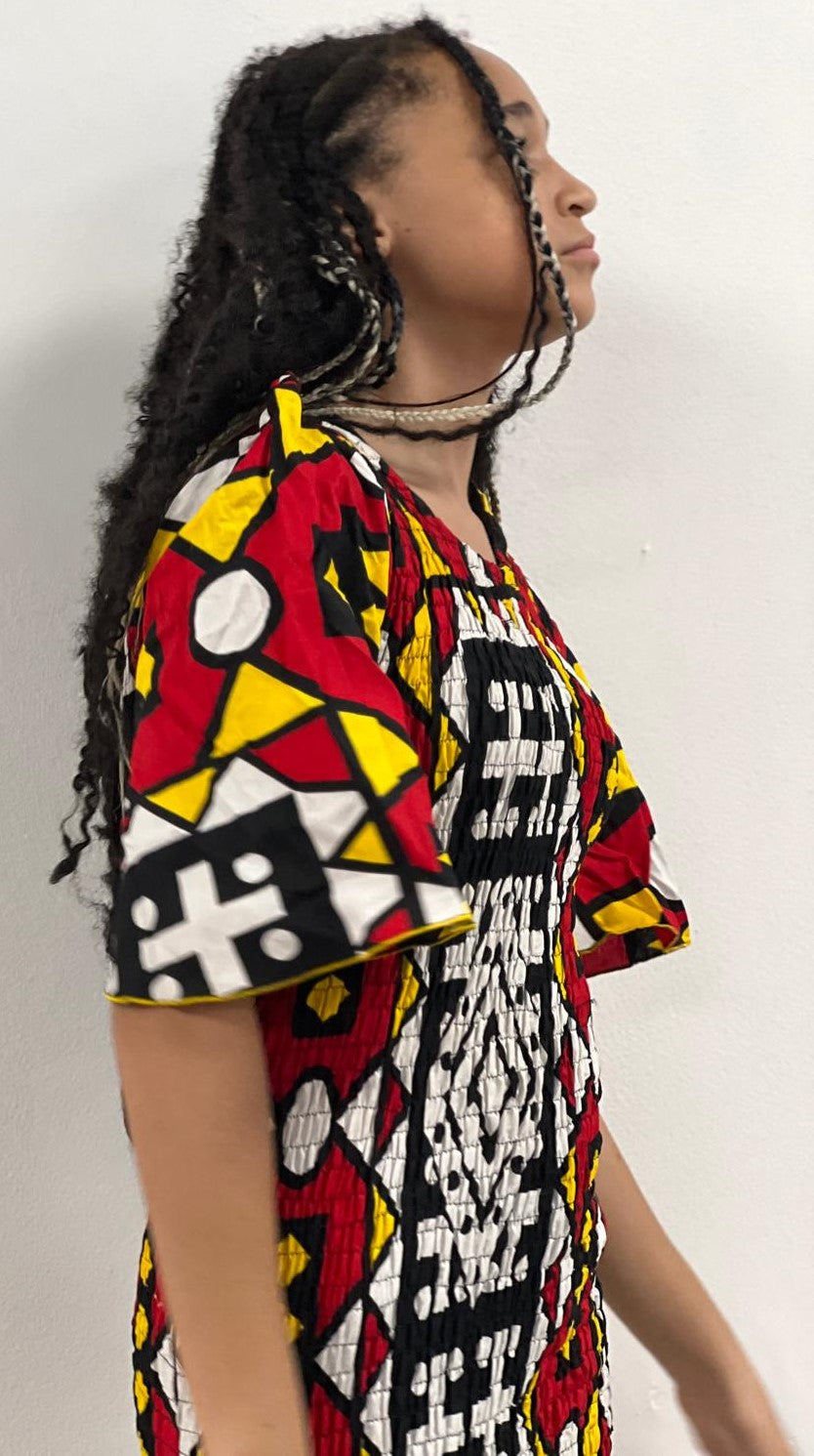 Red, White Form-fitting Dress