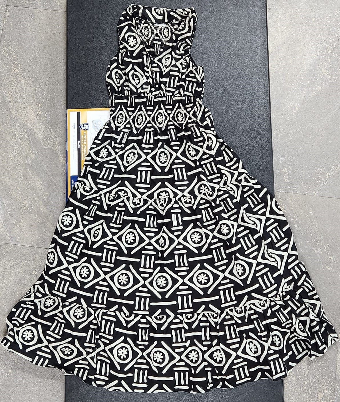 Black Pattern Sleeveless Maxi Dress