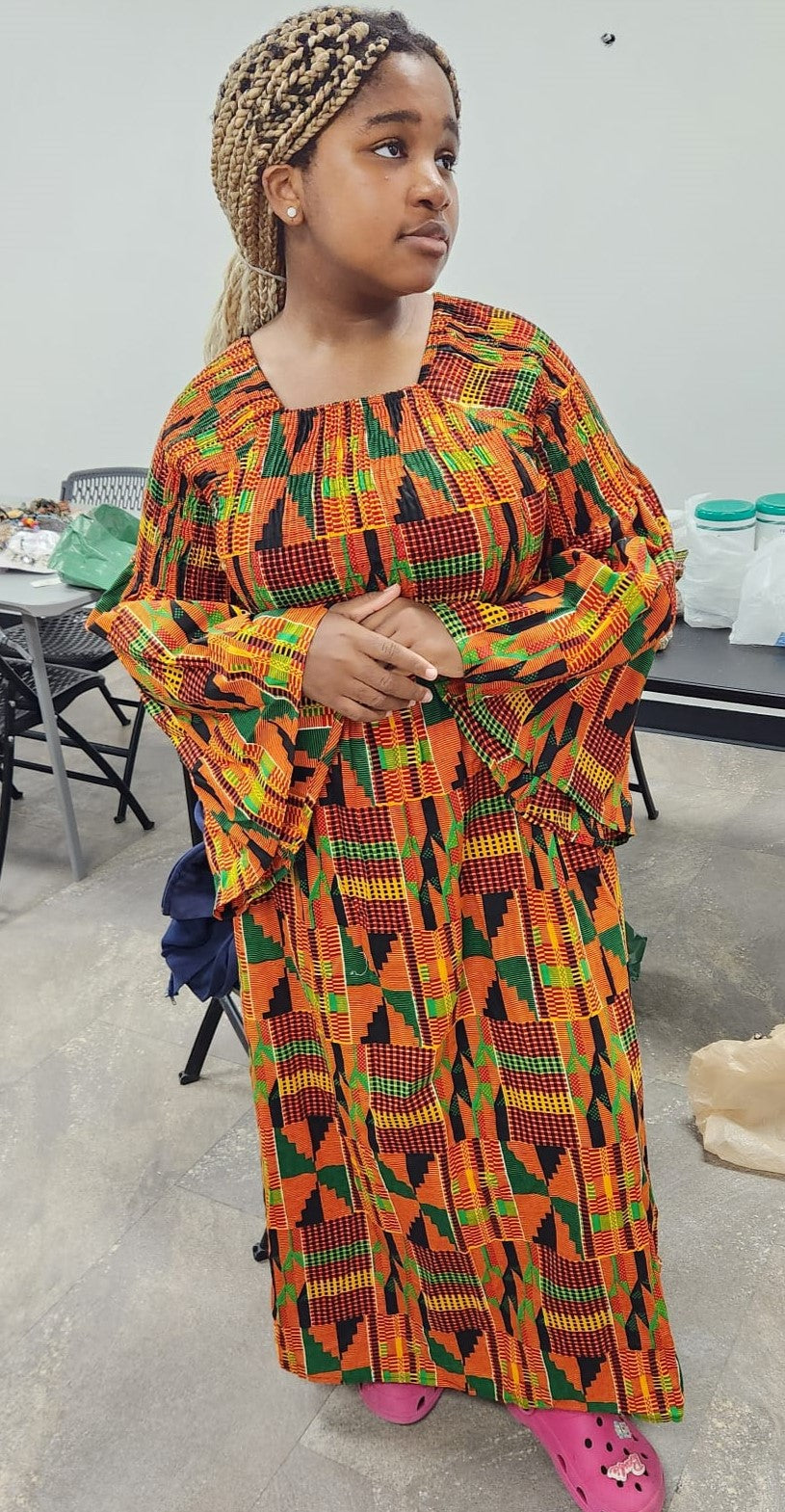 Orange Pattern Maxi Dress