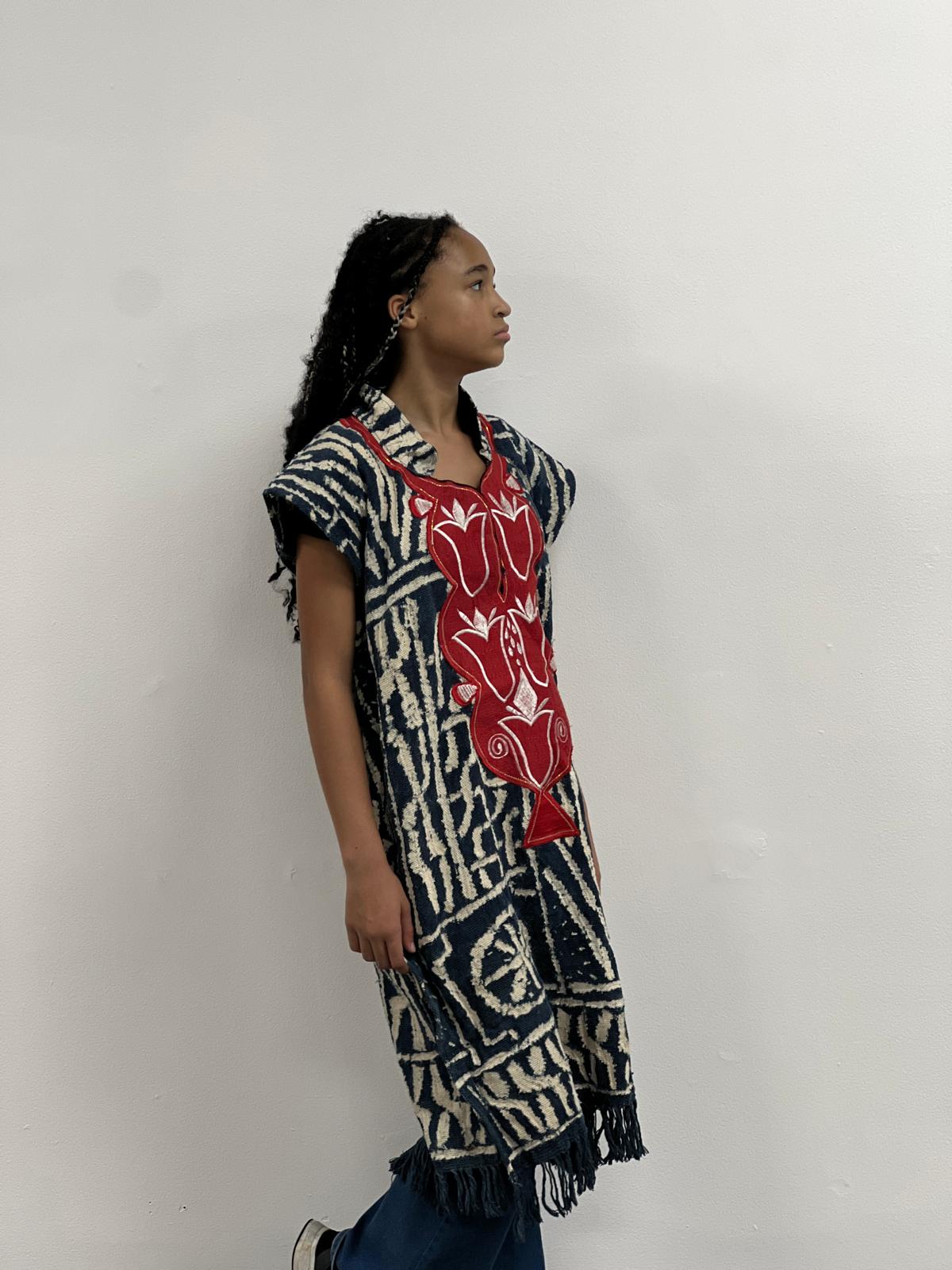 Sleeveless Plunging Mud Cloth Dress