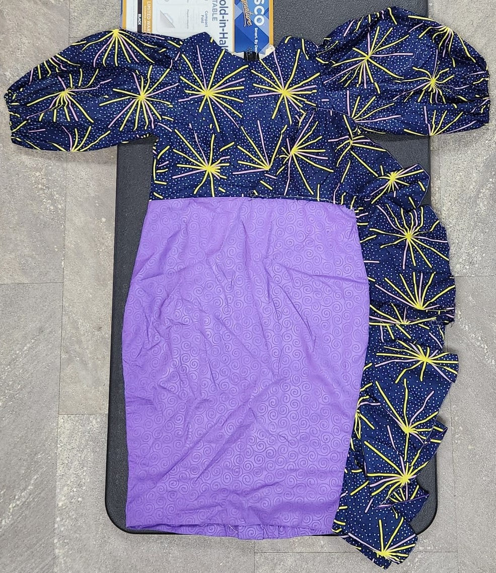 Navy Blue, Purple Short Dress