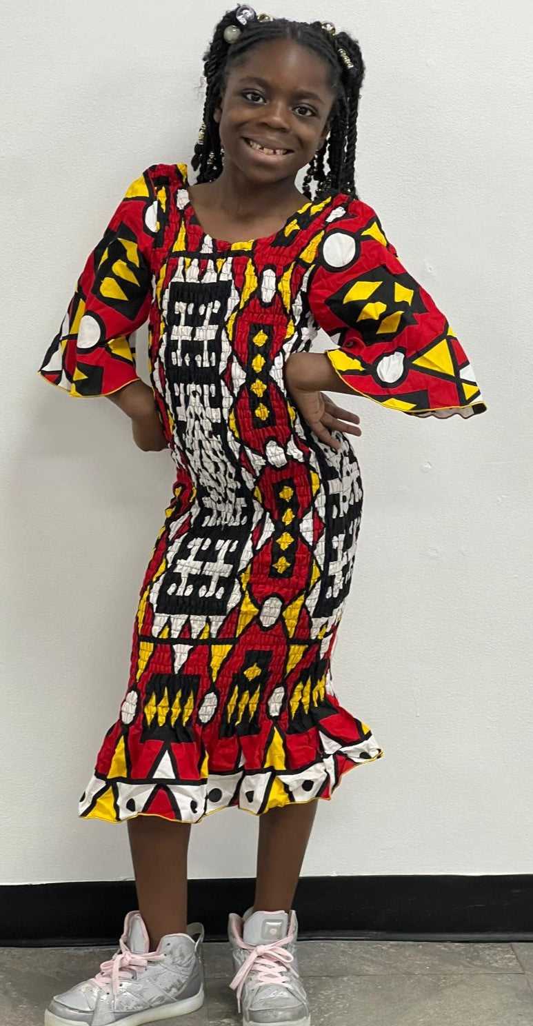 Red, White, Yellow Form-fitting Dress