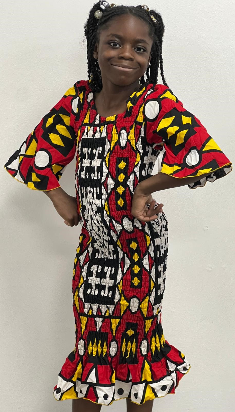 Red, White, Yellow Form-fitting Dress