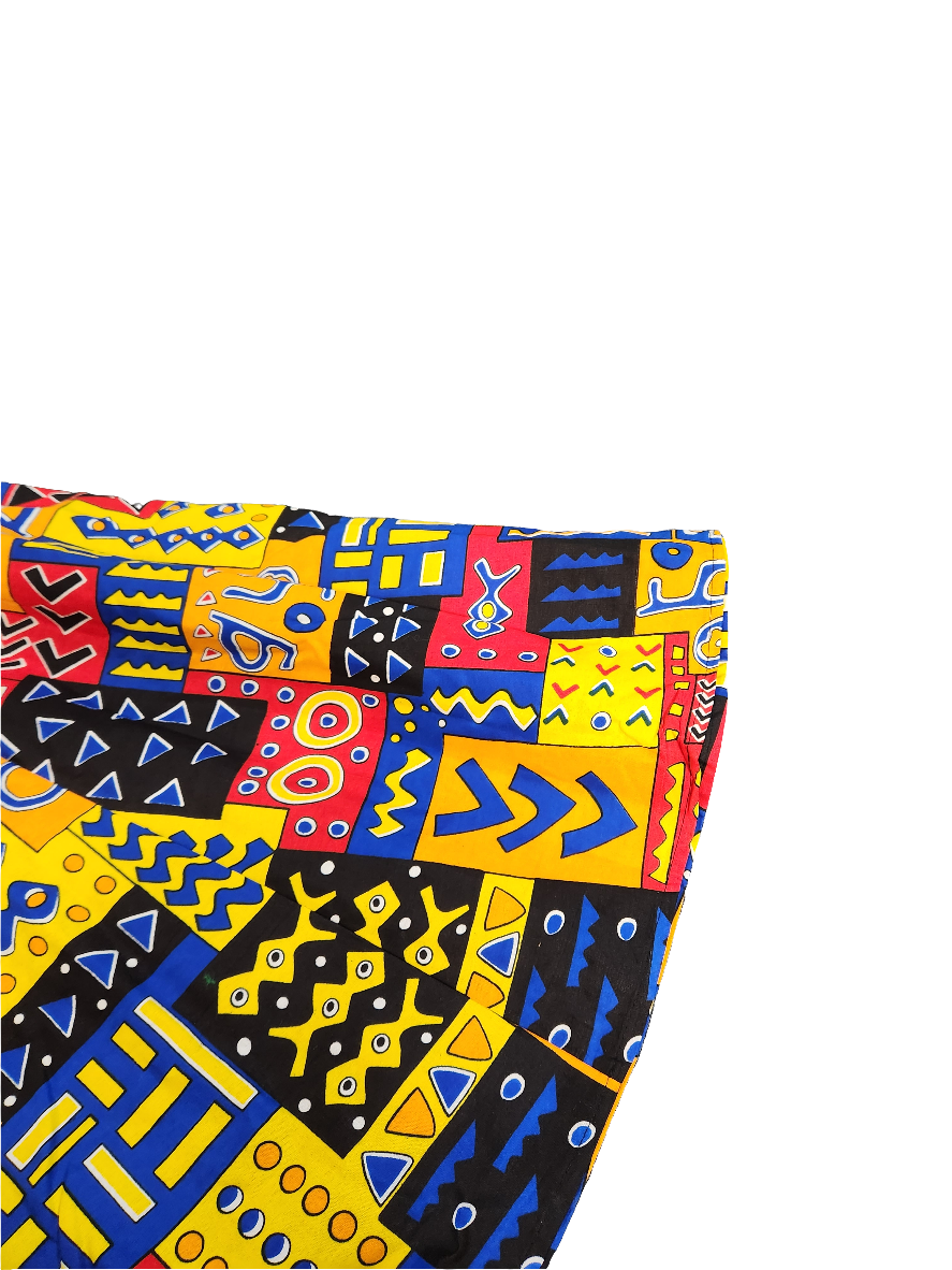 Women's Multicolor African Skirt. Waist width: 15 in. Length: 31.5 in