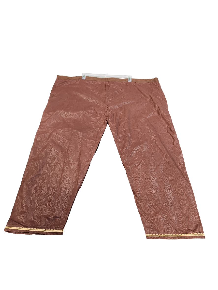 Brown, Gold-Lined Men's African Set, Shirt and Matching Pants. *Bonus Matching African Cap!*