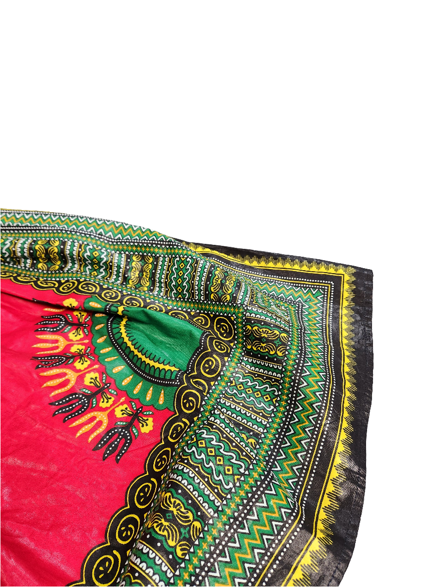 Women's Red, Multicolor African Blouse and Skirt Set.