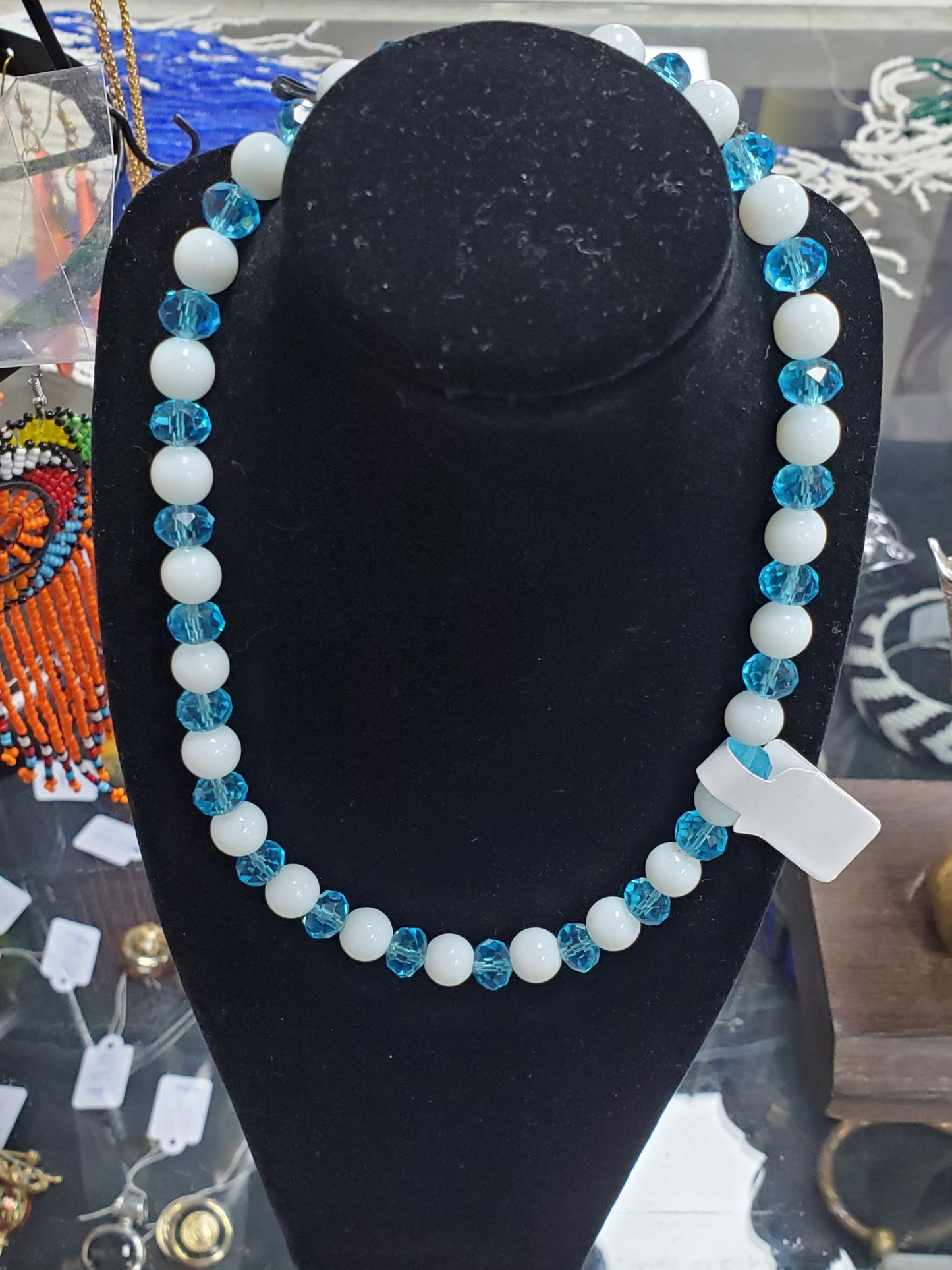 Blue And White Bead Choker