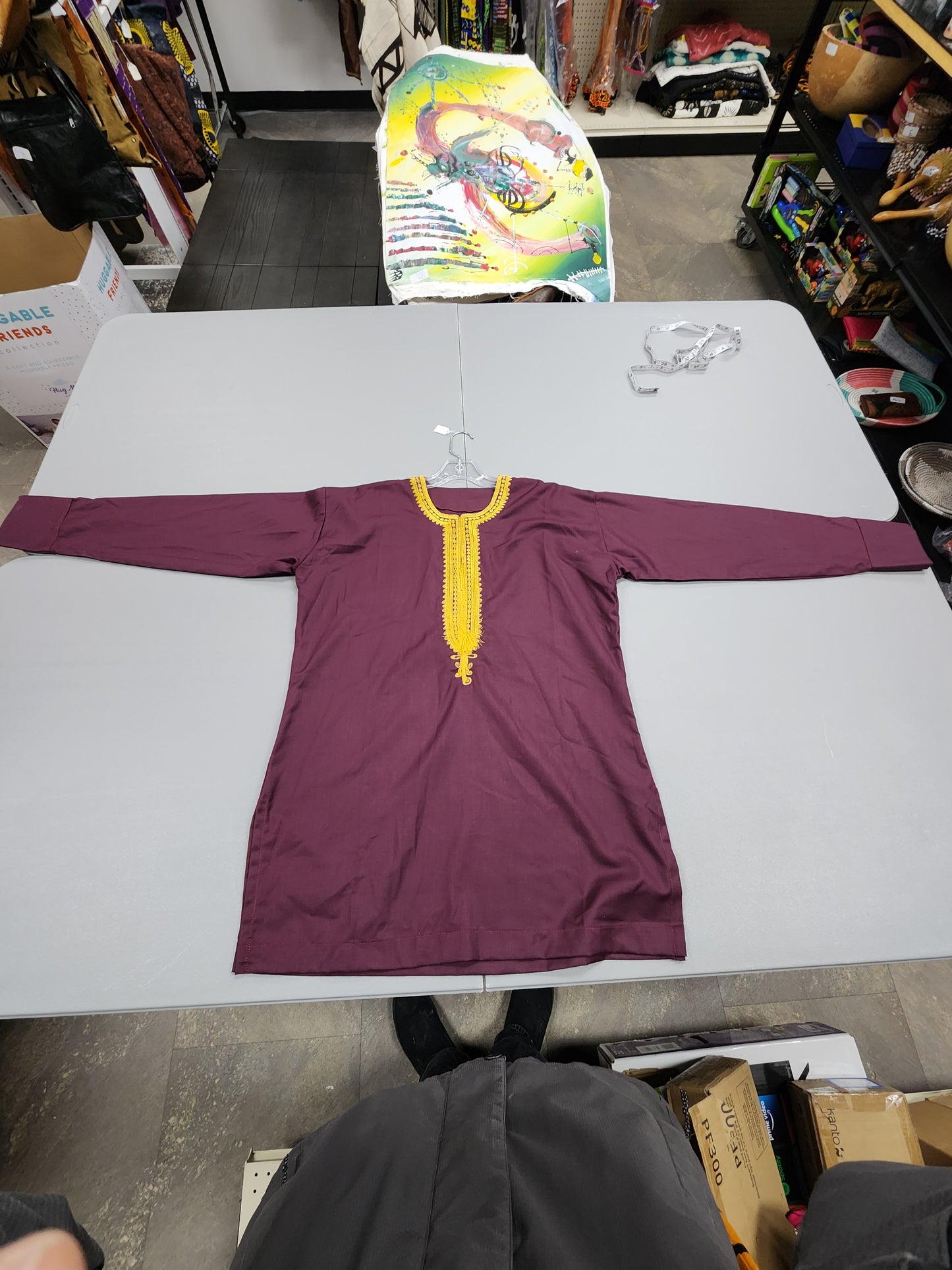 Dark Purple and Gold Long-Sleeve Top and Pants Set