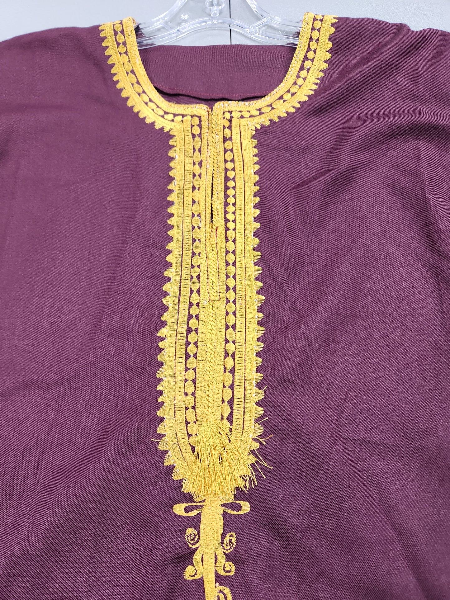 Dark Purple and Gold Long-Sleeve Top and Pants Set