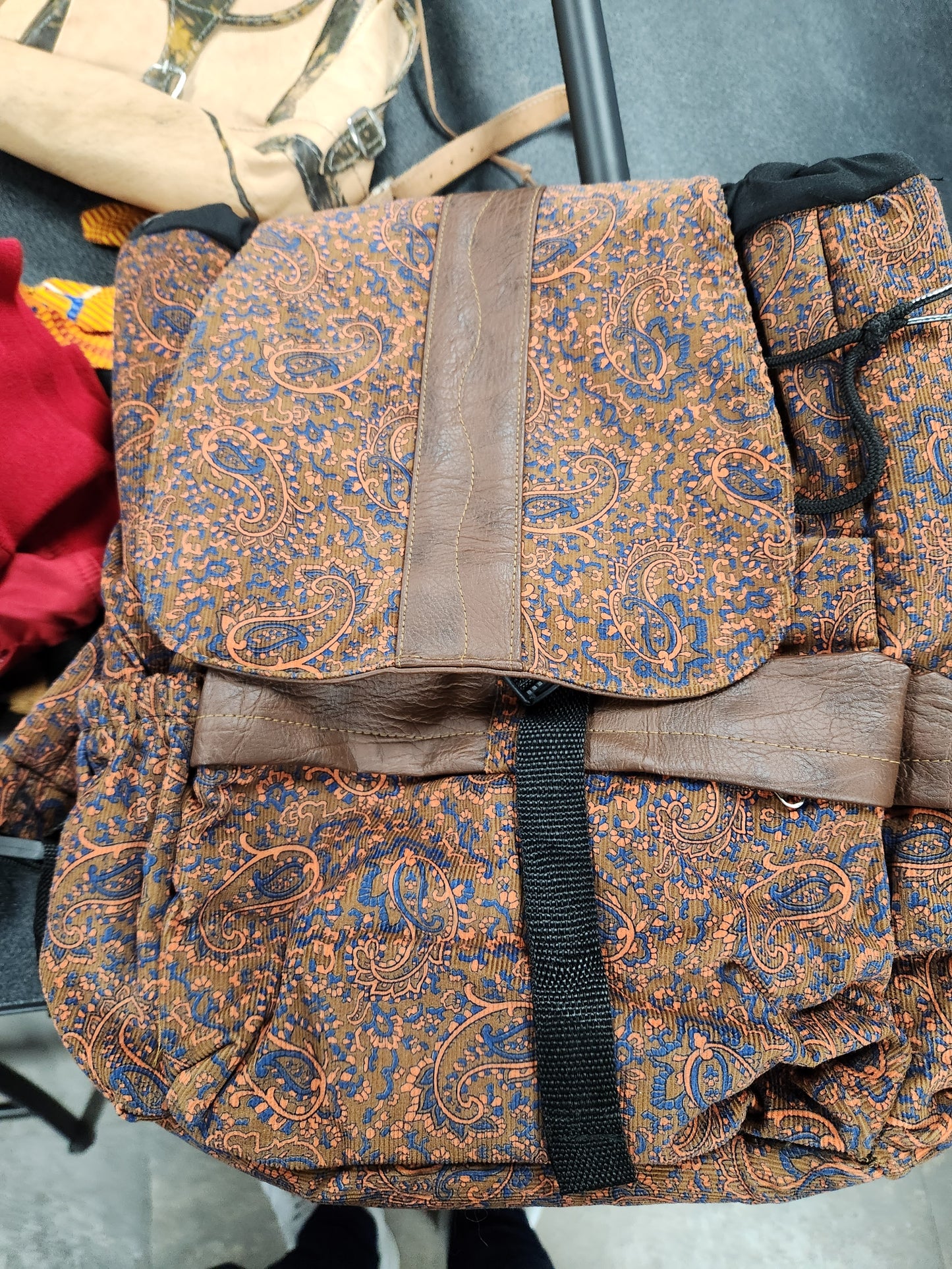 Brown, Orange, Blue African Backpack